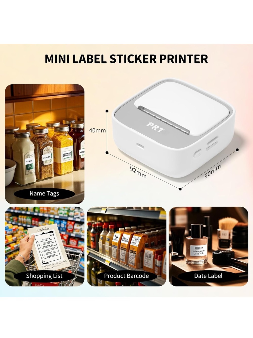 NIB PRT Mini Sticker Printer, Portable Thermal Printer with 1Roll Sticker Paper - Picture 4 of 5